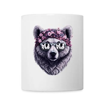 Mama Bear Lunettes de soleil Bandana Fleurs de fête des mères - Mug blanc - blanc - Devant