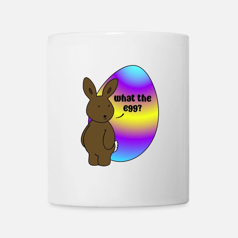 Frohe Ostern - Osterhase mit Osterei - Tasse - Weiß
