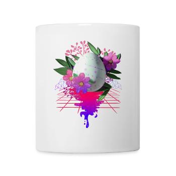 Osterei Blumen Kunst Retro Wave - Tasse - Weiß - Vorne
