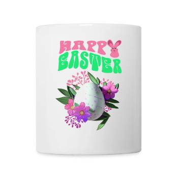 Frohe Ostern Osterei Blumenkunst - Tasse - Weiß - Vorne