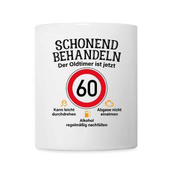 60. Geburtstag Schonend Behandeln Oldtimer Ist 60 - Tasse - Weiß - Vorne