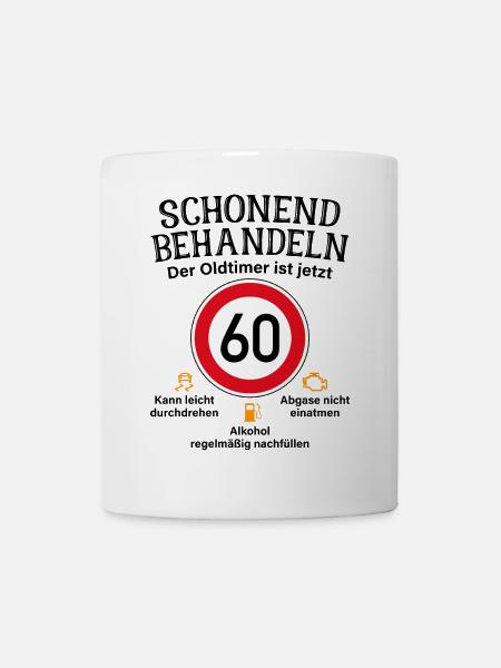 60. Geburtstag Schonend Behandeln Oldtimer Ist 60 - Tasse - Weiß