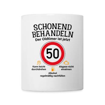 50. Geburtstag Schonend Behandeln Oldtimer Ist 50 - Tasse - Weiß - Vorne