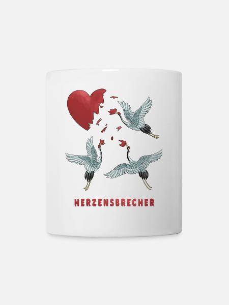 Herzensbrecher Herz Storch Design - Tasse - Weiß