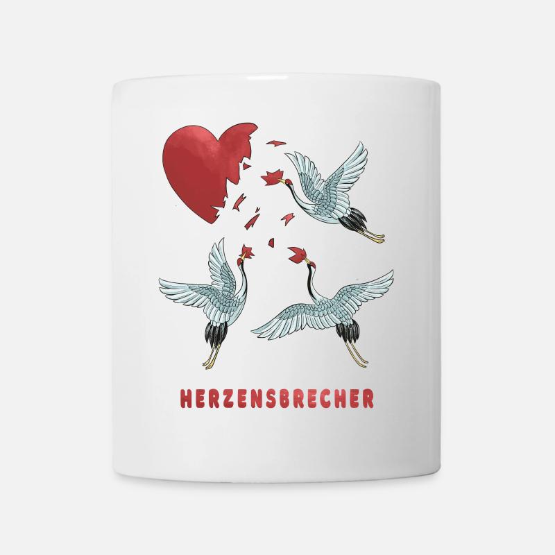 Herzensbrecher Herz Storch Design - Tasse - Weiß