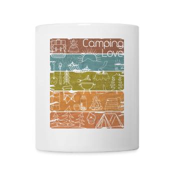 Camping Love lineart retro hell - Tasse - Weiß - Vorne
