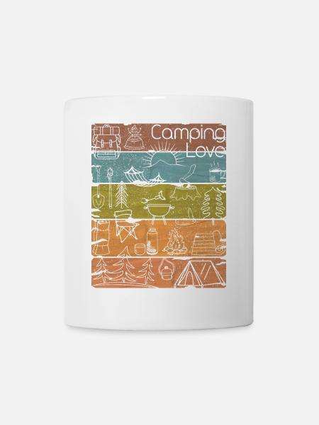 Camping Love lineart retro hell - Tasse - Weiß
