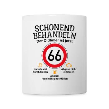 66. Geburtstag Schonend Behandeln Oldtimer Ist 66 - Tasse - Weiß - Vorne