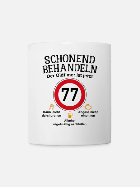 77. Geburtstag Schonend Behandeln Oldtimer Ist 77 - Tasse - Weiß