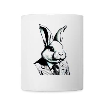 lapin de Pâques élégant avec costume et cravate - Mug blanc - blanc - Devant