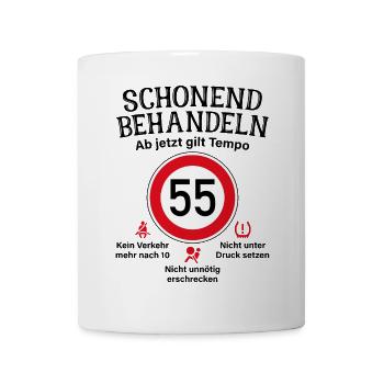 55. Geburtstag Schonend Behandeln 55 Tempolimit 55 - Tasse - Weiß - Vorne