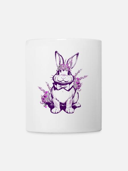 Blumen Osterhase Lila Violett - Tasse - Weiß