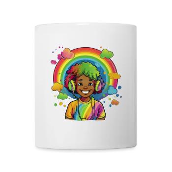 Bunte Rainbow-Comic-Illustration - Tasse - Weiß - Vorne
