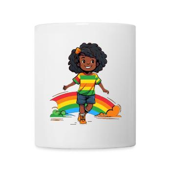 Lebendige Regenbogen Kinderdesign - Tasse - Weiß - Vorne