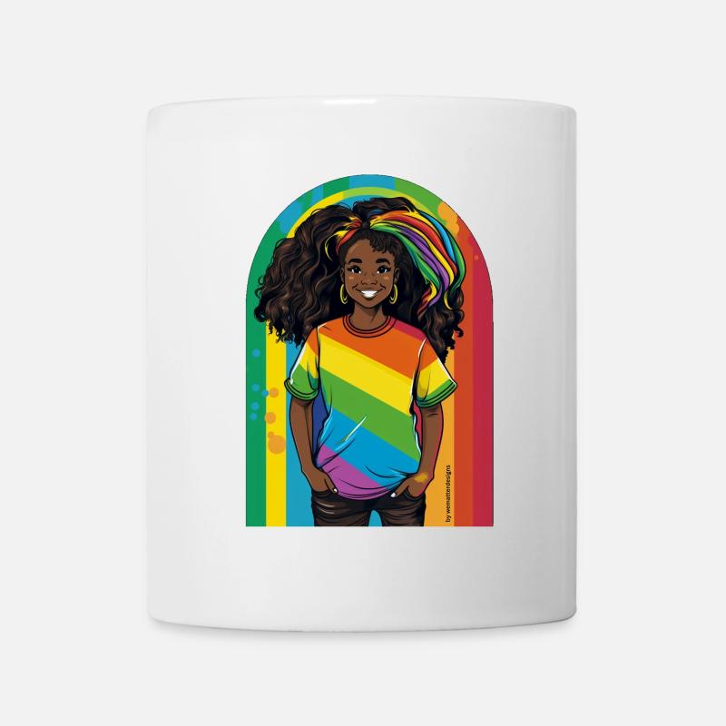 Art du portrait arc-en-ciel vif - Mug blanc - blanc