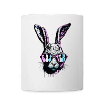 Groovy Rabbit avec lunettes de soleil cadeau de Pâques - Mug blanc - blanc - Devant