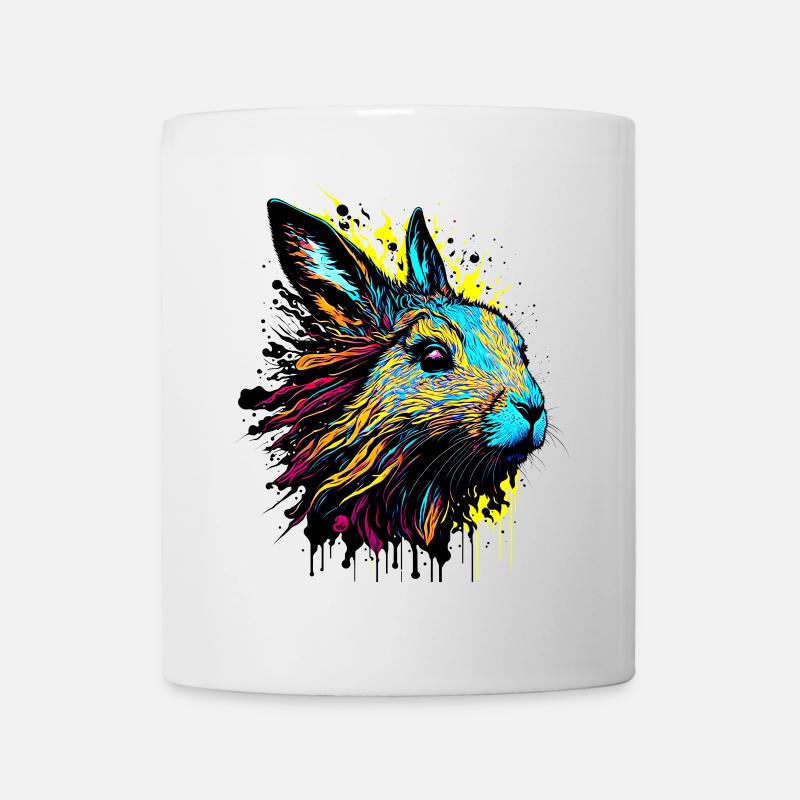 Kaninchen Hase Ostern Geschenk Bunt Hasengesicht - Tasse - Weiß