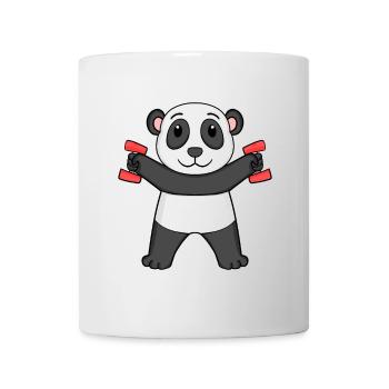Fitness Motiv Gym Hanteln Motivierend Panda - Tasse - Weiß - Vorne