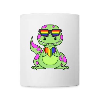 Dino Regenbogen Herz - Tasse - Weiß - Vorne