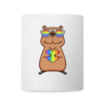 Rainbow - Capybara with glasses and heart - Mug - white - Front