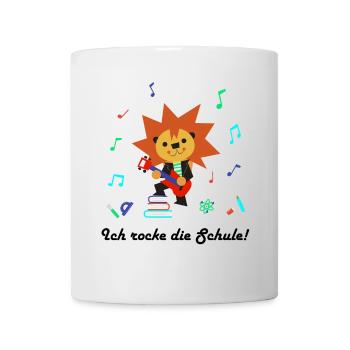 Löwe Rock mit Schulutensilien - Tasse - Weiß - Vorne