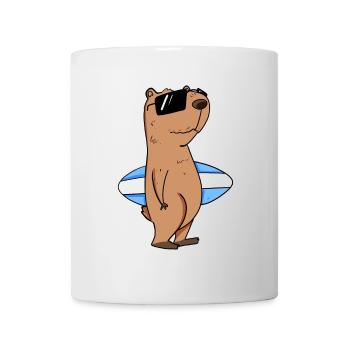 Capybara Wasserschwein Surfer Motiv - Tasse - Weiß - Vorne