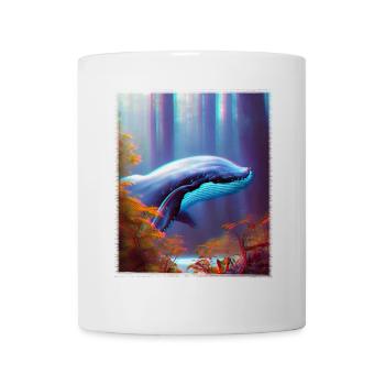 Blauwal schwebt durch den Wald Surrealismus - Tasse - Weiß - Vorne