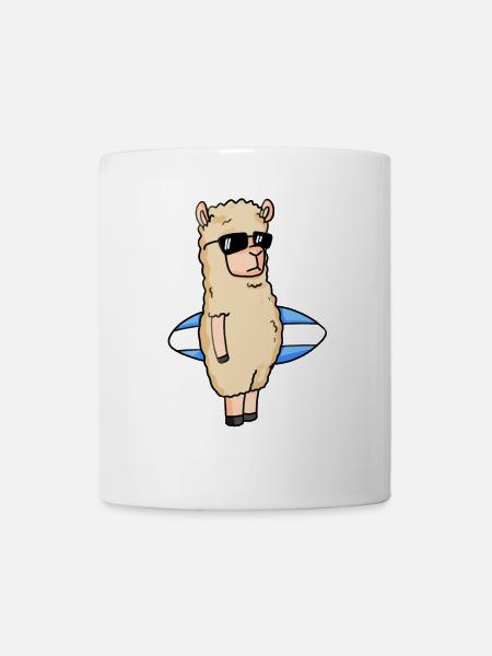 Surfbrett Alpaka Surfen - Tasse - Weiß
