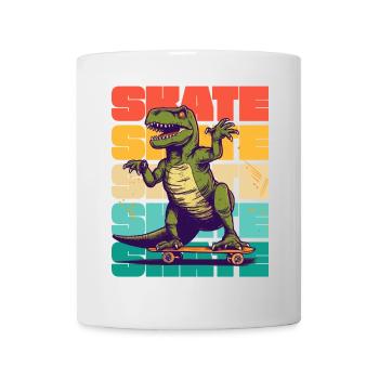 Skateboarding Cool Skateboarder T Rex Dinosaurier - Tasse - Weiß - Vorne