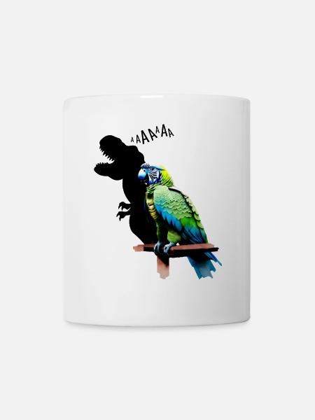 lustiger T-Rex Papagei Gelb Blau Ara Macaw - Tasse - Weiß