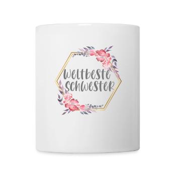 Weltbeste Schwester Schwesterherz Geschenk - Tasse - Weiß - Vorne