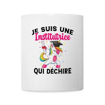 Femme Institutrice Qui Déchire Idée Enseignant - Mug blanc - blanc - Devant