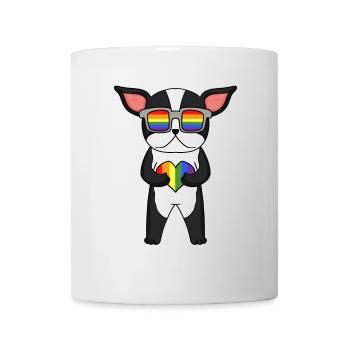 Rainbow - Dog with glasses and heart - Mug - white - Front