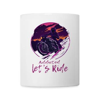 Synthwave Biker Retrowave Sunset Motorcyclist - Mug - white - Front