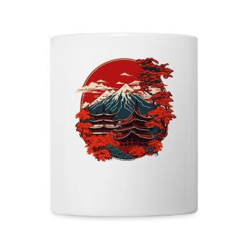 Japanische Pagode Vintage Fuji Berg China Art - Tasse - Weiß - Vorne