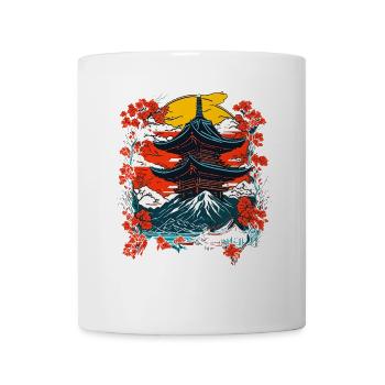 Traditional Japanese temple landscape - Mug - white - Front