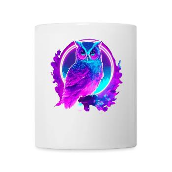 Owl Neon Moon Synthwave - Mug blanc - blanc - Devant