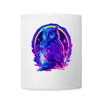 Mystiquement brillant hibou Neon Synthwave - Mug blanc - blanc - Devant