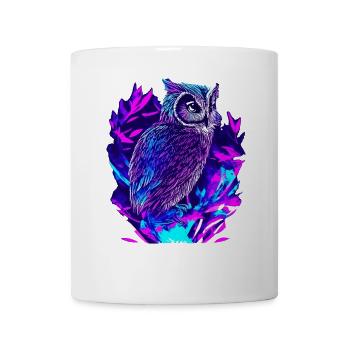 Neon Eule Psychedelische Eulen Kunst - Tasse - Weiß - Vorne