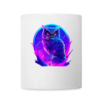 Owl Vaporwave Owls Bird Neon Artwork - Mug blanc - blanc - Devant