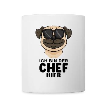 Cooler Hund Mops Chef Spruch - Tasse - Weiß - Vorne