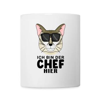coole Katze - Singapura Katze - Chef Spruch - Tasse - Weiß - Vorne