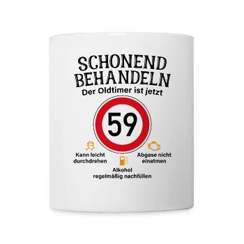 59. Geburtstag Schonend Behandeln Oldtimer Ist 59 - Tasse - Weiß - Vorne