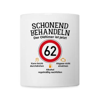 62. Geburtstag Schonend Behandeln Oldtimer Ist 62 - Tasse - Weiß - Vorne