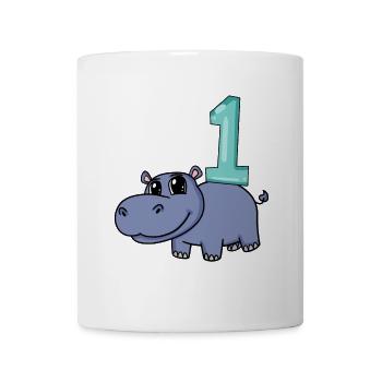 1 an - Inscription à l’école - Hippopotame Motif - Mug blanc - blanc - Devant