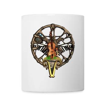 Steampunk Geige mit kleiner Fee - Tasse - Weiß - Vorne
