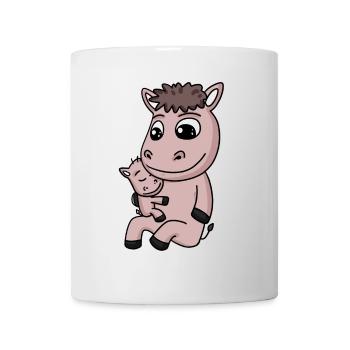 Pferd Familie - Pferd mit Baby - Tasse - Weiß - Vorne