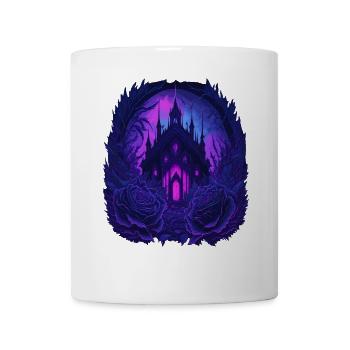 Château gothique néon avec des roses - Mug blanc - blanc - Devant