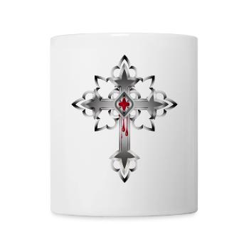 bleeding cross made of Gothic elements - Mug - white - Front