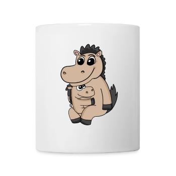 Pferd Familie - Pferd mit Baby - Tasse - Weiß - Vorne